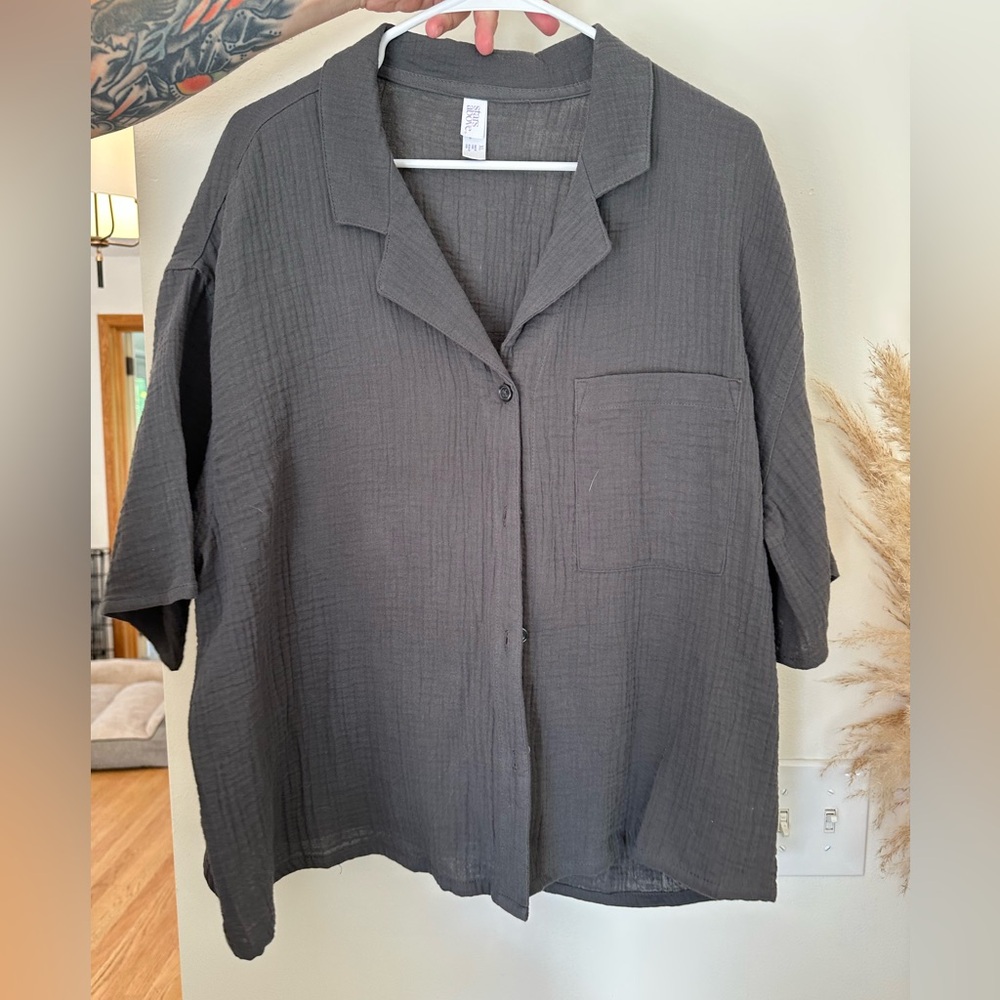 Stars Above Charcoal Button-Up Top